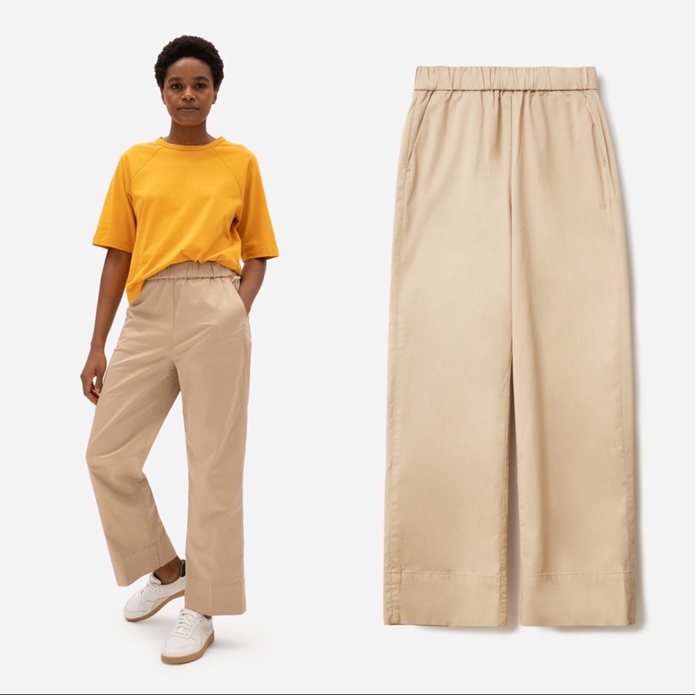 Everlane • The Easy Pant warm khaki chino straight leg pull-on elastic high rise